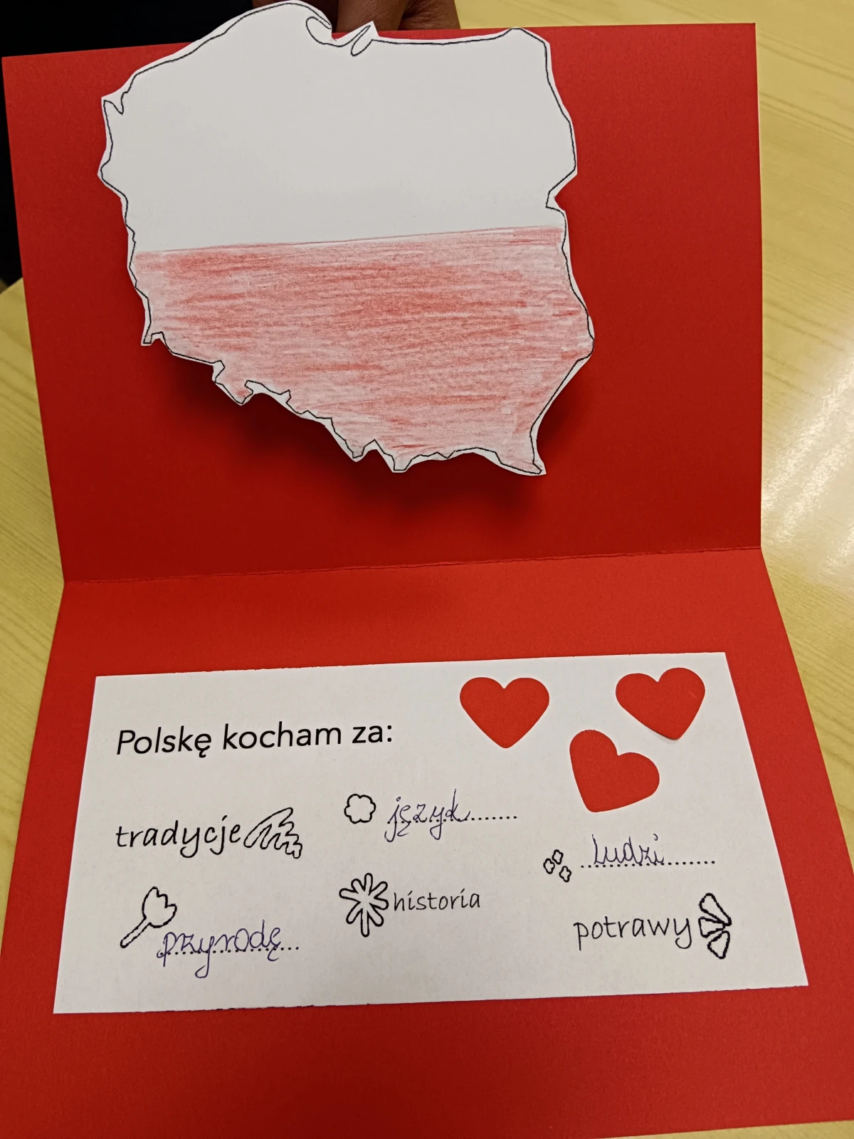 Praca plastyczna z elementami patriotycznymi.