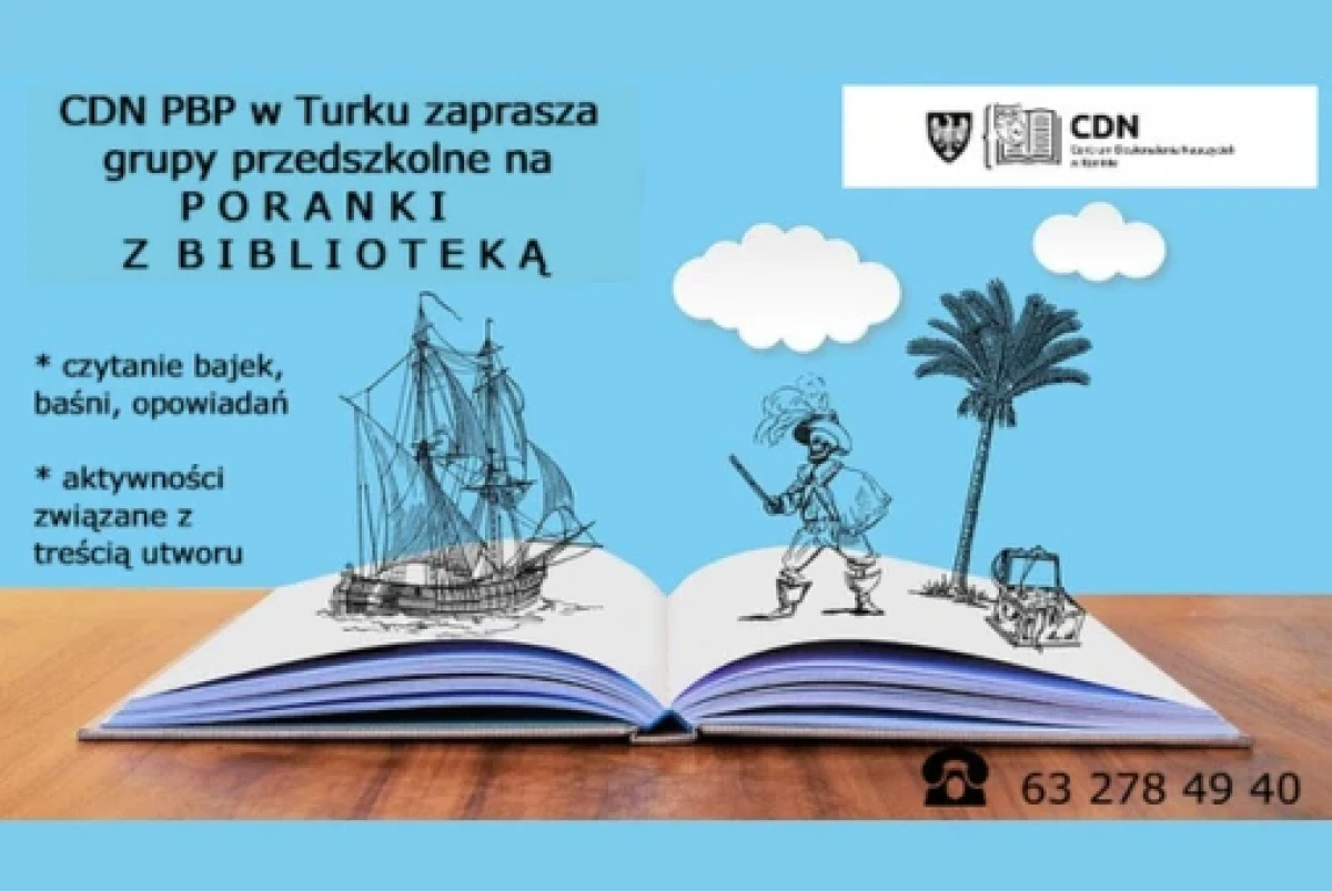 grafika zajęcia dla grup przedszkolnych "Poranki z biblioteką"